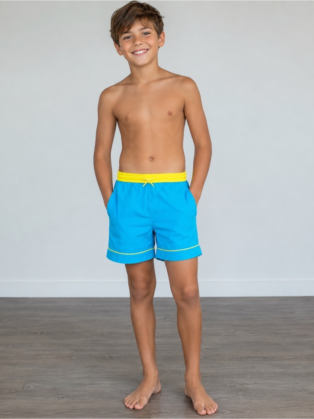 NWT The Sunday Collective Nylon Shorts Blue and Yellow